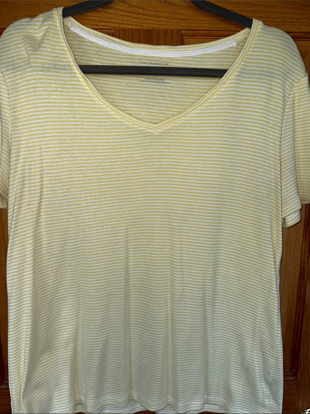 Talbots pale yellow stripe tshirt